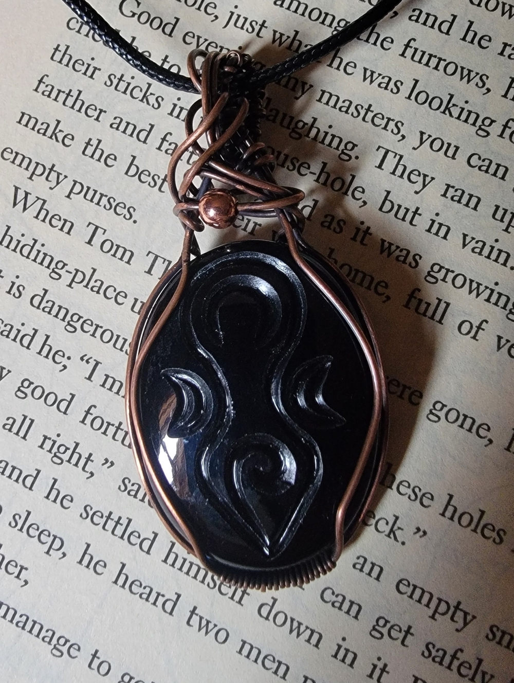 Black Obsidian Goddess Pendant Necklack